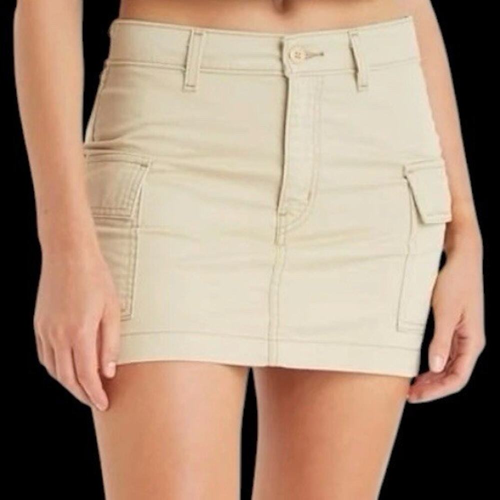 Levi’s Girls Cargo Mini Skirt Khaki Tan Beige Mid Rise SZ/26